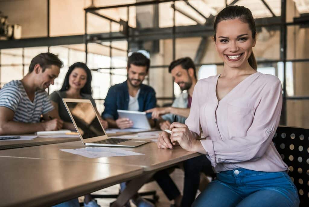 Young business team working